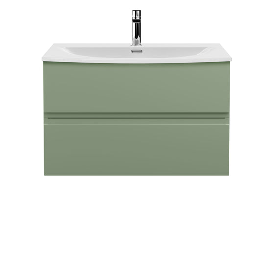 Hudson Reed Urban 800mm Satin Green Wall Hung 2-Drawer Vanity Unit with 1 Tap Hole Basin