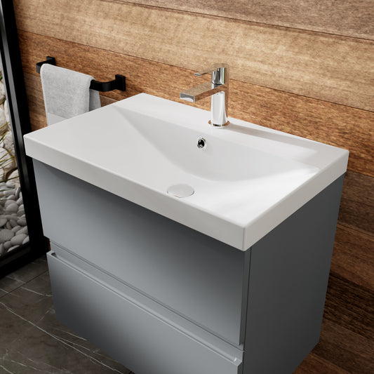 Hudson Reed Urban 800mm Satin Grey Wall Hung 2 Drawer Vanity Unit with Basin