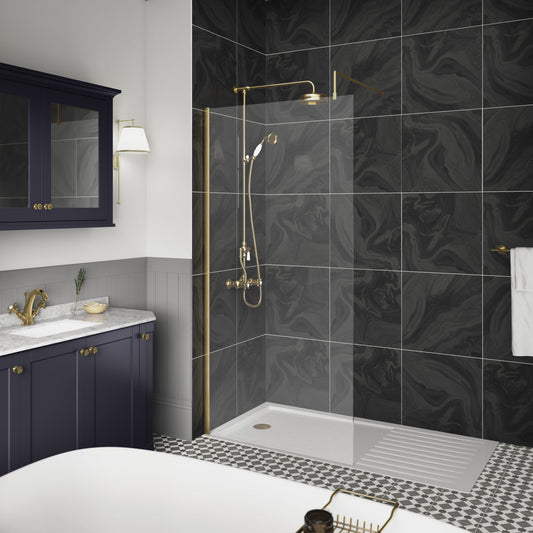 1100mm Wetroom Screen With Brass Support Bar
