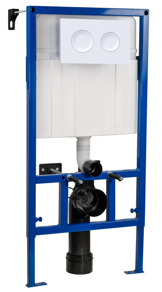 Hudson Reed Midheight Dual Flush Concealed Cistern Frame With Round Plate