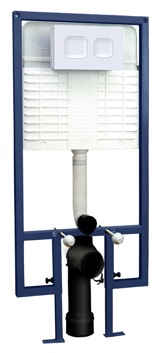 Hudson Reed Square Dual Flush Concealed Cistern Frame With Matt White Buttons