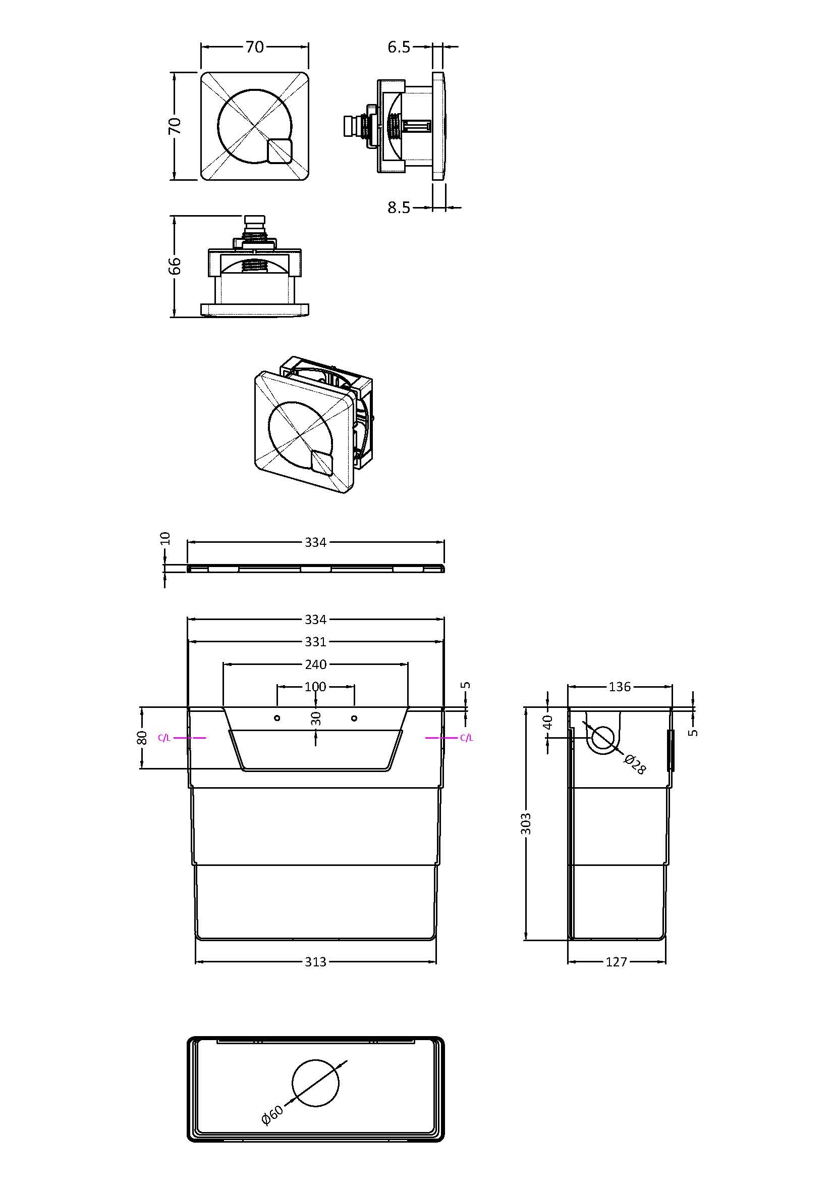 Hudson Reed Contemporary Cistern With Chrome Square Flush Plate