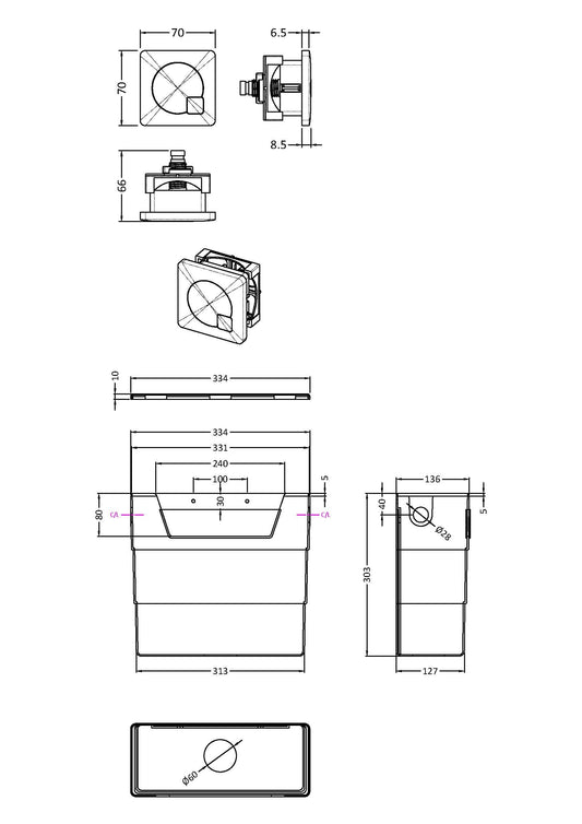 Hudson Reed Matt Black Universal Access Cistern With Matt Black Square Flush Plate