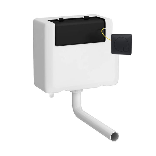 Hudson Reed Universal Access Matt Black Cistern With Matt Black Square Flush Plate