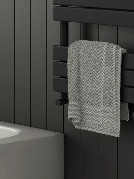 Arezzo Modern Angled Radiator Valves - Matt Black