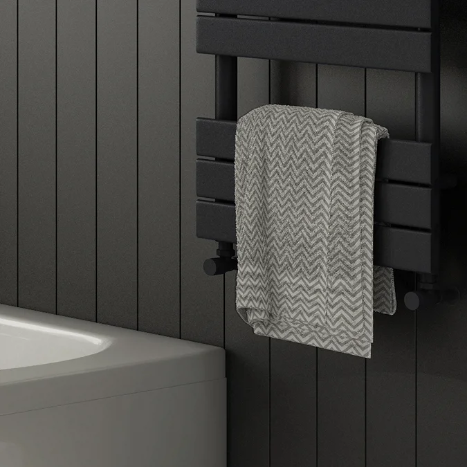 Arezzo Modern Angled Radiator Valves - Matt Black