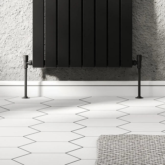 Arezzo Modern Angled Radiator Valves - Matt Black - Image 3