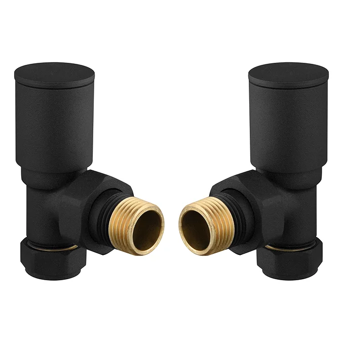 Arezzo Modern Angled Radiator Valves - Matt Black - Image 2