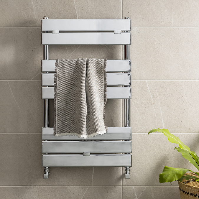 Milan Bathroom Heated Towel Rail Chrome Finish - 840mm x 500mm - Image 5