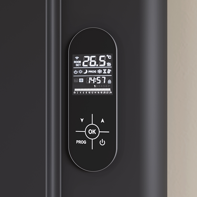 Urban 1600 x 503mm Smart WiFi Aluminium Electric Radiator – 1500W Matt Black - Image 4