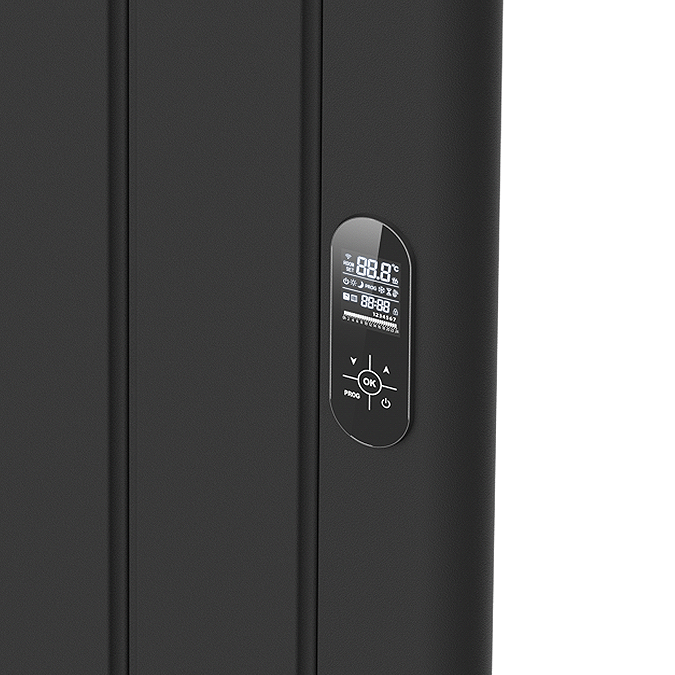 Urban 1600 x 503mm Smart WiFi Aluminium Electric Radiator – 1500W Matt Black - Image 2