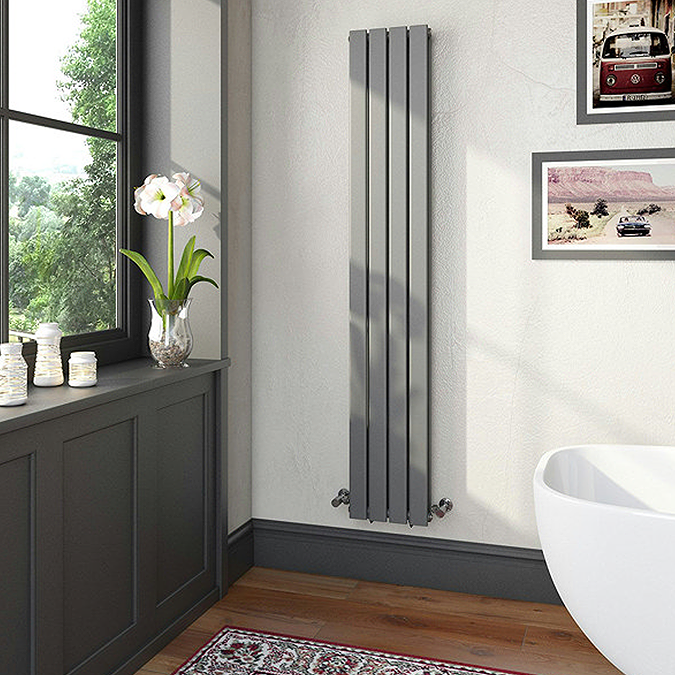 The Heating Co. Bonaire 1600 x 304mm Anthracite Grey Double Vertical Flat Panel Radiator